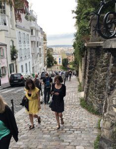 Mylène Launay and Maryline Rollet walk in Paris