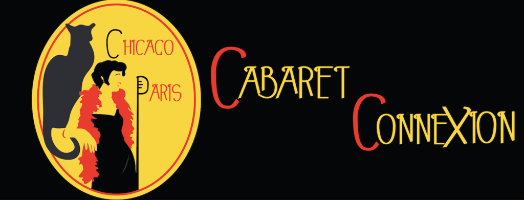 Graphic of a woman and a cat, with the text, Chicago Paris Cabaret Connexion